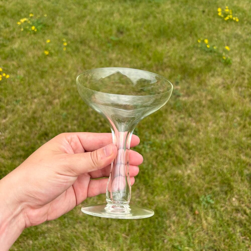 Vintage 1950’s hollow stem champagne coupe glass
